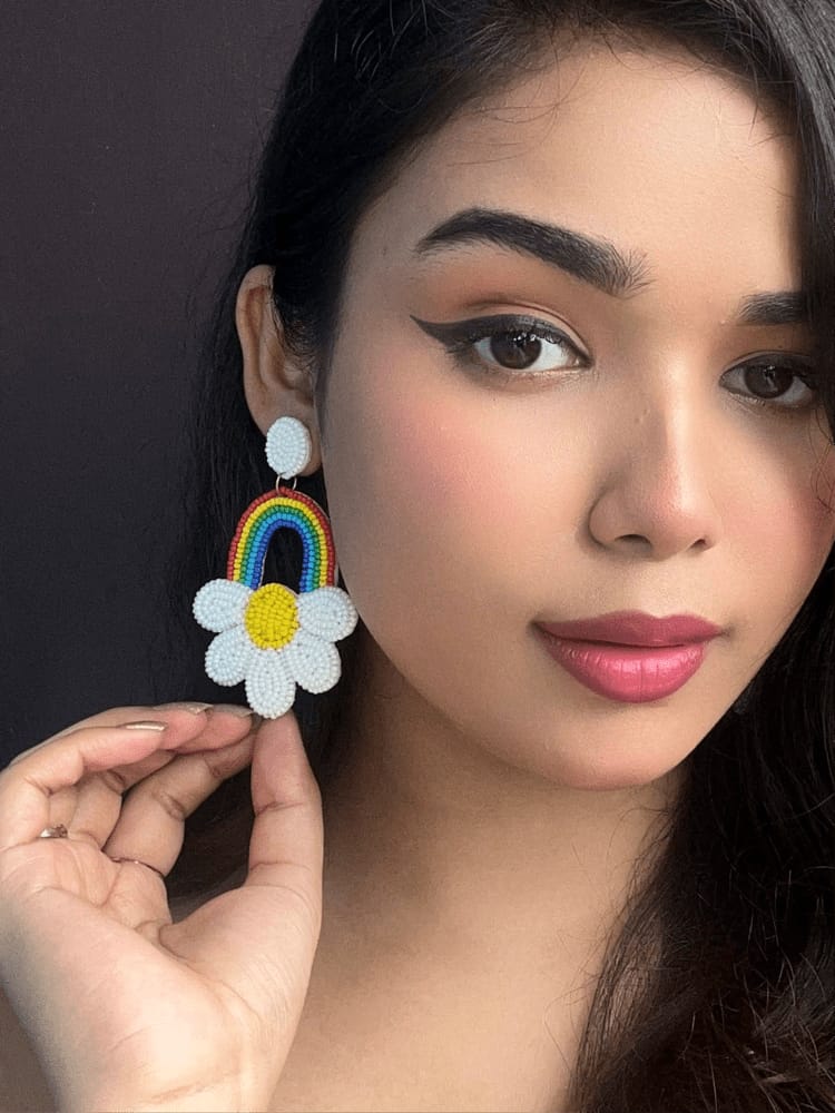 Rainbow Sunshine Handmade Beaded Earrings - Image 5