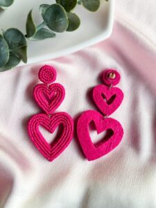 Steal My Love Handmade Beaded Heart Shaped Earrings