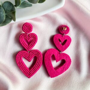 Steal My Love Handmade Beaded Heart Shaped Earrings