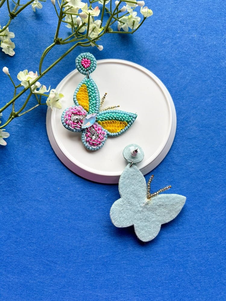 Earrings Sun-Drenched Turquoise Handmade Beaded Butterfly Earrings - Image 4