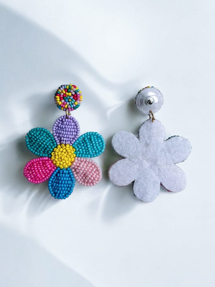 Rainbow Daisy Love Handmade Beaded Flower Earrings - Image 8